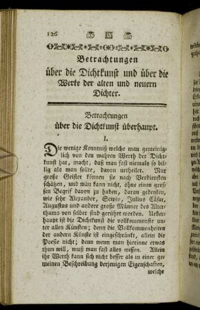Betrachtungen über die Dichtkunst überhaupt.