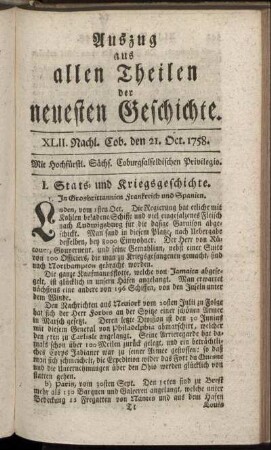 XLII. Nachl. Cob. den 21. Oct. 1758.
