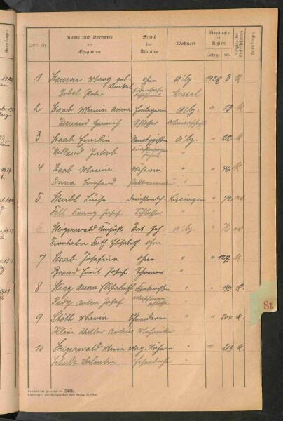 Standesamtsbuch der Stadt Aschaffenburg: Register Eheschließungen 1927 - 1929