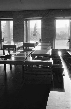 Aufbau des Badischen Landesmuseums im Karlsruher Schloss.
