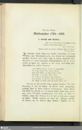 Viertes Buch. Meisterjahre 1794 - 1805