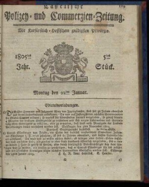 5tes Stueck, Montag den 28ten Januar 1805