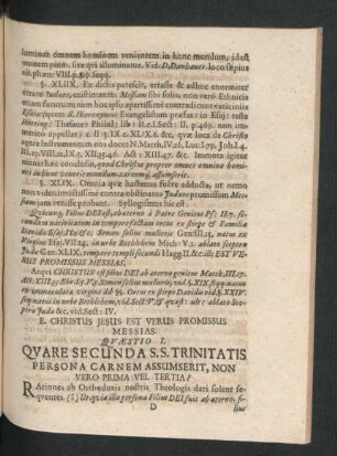 E. Christus Jesus Est Verus Promissus Messias. Quaestio I. - Quaestio VI.