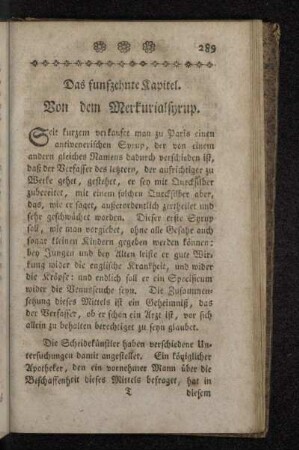 Das funfzehnte Kapitel. Von dem Merkurialsyrup.