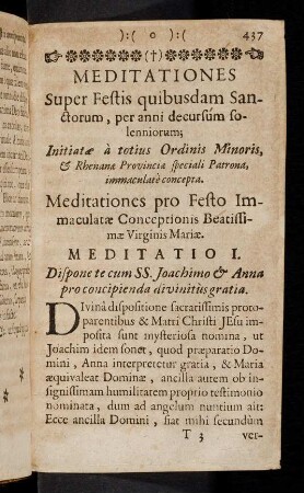 437-447, Meditationes pro Festo Immaculatae ...; ...