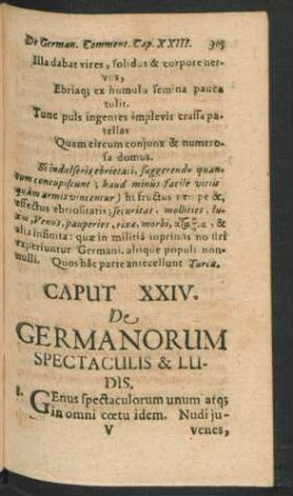Caput XXIV. De Germanorum Spectaculis & Ludis.