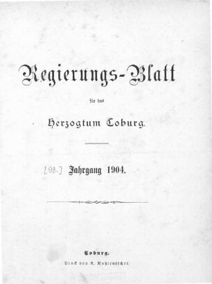 Regierungs-Blatt für das Herzogtum Coburg. 1904