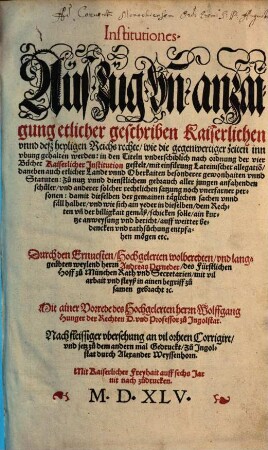 Institutiones : Auszug und Anzeigung etlicher ... Reichsrechte