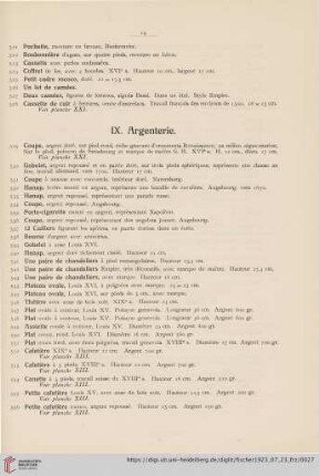 IX. Argenterie (No. 529 - 580)