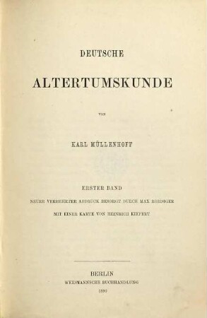 Deutsche Altertumskunde, Erster Band