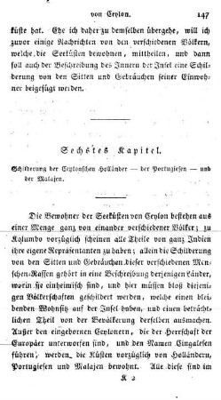 Sechstes Kapitel - Schilderung der Ceylonischen Holländer - der Portugiesen - und der Malajen.