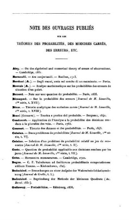 Note des Ouvrages Publiés.