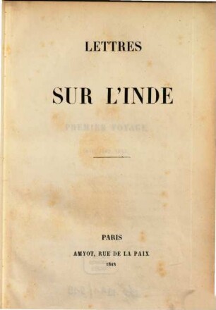 Lettres sur l'Inde