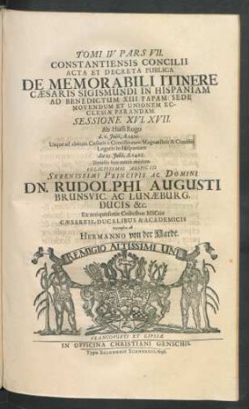 Pars VII. Constatiensis Concilii Acta Et Decreta Publica De Memorabili Itinere Caesaris Sigismundi In Hispaniam Ad Benedictum XIII. Papam ...