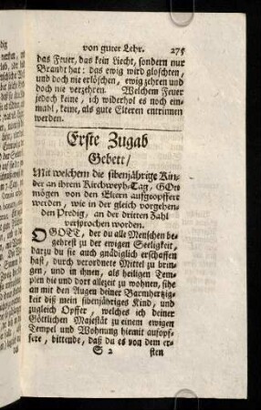 275-280, Erste Zugab; Andere Zugab