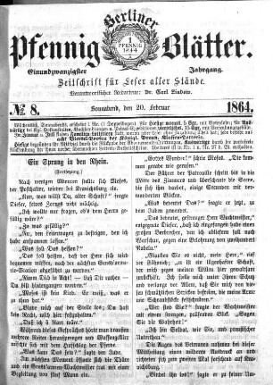 No. 8, Sonnabend, den 20. Februar 1865