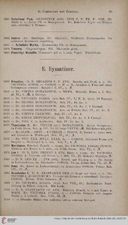 E. Byzantiner (Nr. 3566 - 3680)