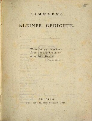 Sammlung kleiner Gedichte