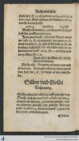 Silber und Goldt Rechenung