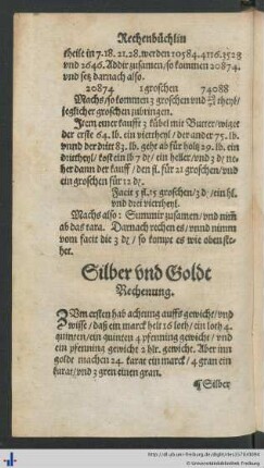 Silber und Goldt Rechenung