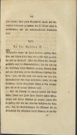 XIV. An die Gräfinn B...