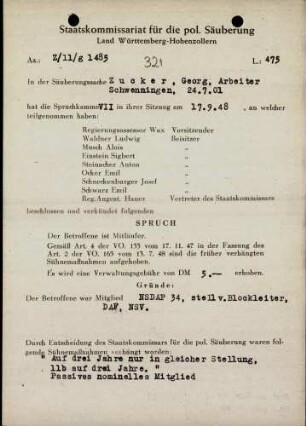 Zucker, Georg
