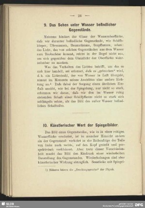 9. Das sehen unter Wasser befindlicher Gegenstände