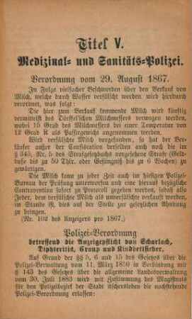 Titel V. Medizinal- und Sanitäts-Polizei.