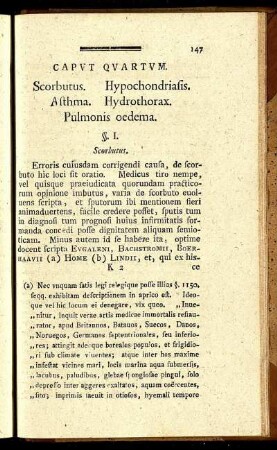 Caput Quartum. Scorbutus. Hypochondriasis. Asthma. Hydrothorax. Pulmonis oedema.