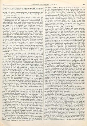 217-219 [Rezension] Hermann, Rudolf, Gesammelte Studien zur Theologie Luthers und der Reformation