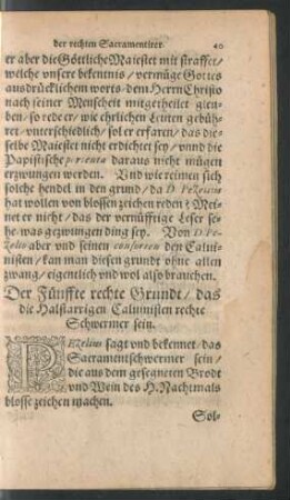 Der Fünffte rechte Grundt/ das die Halstarrigen Calvinisten rechte Schwermer sein.