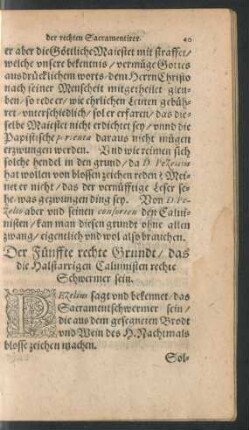 Der Fünffte rechte Grundt/ das die Halstarrigen Calvinisten rechte Schwermer sein.