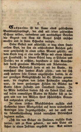 Casparino, genannt der Bluthund, der furchtbare Räuberhauptmann, und seine verruchten Mordgesellen, der Schrecken zwischen Rom und Neapel : ein Schauer-Blick in das italienische Banditenleben