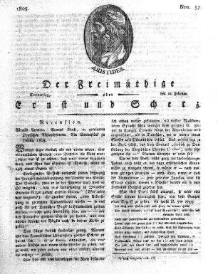 Nro. 37, Donnerstag, den 21. Februar 1805
