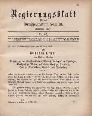 Nr. 106: Landesherrliches Patent vom 27. April 1917