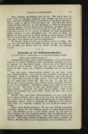 Ansprache an die Erstkommunikanten
