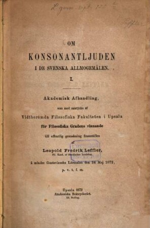 Om konsonantljuden i svenska allmogemålen : Akad. afhandling, 1