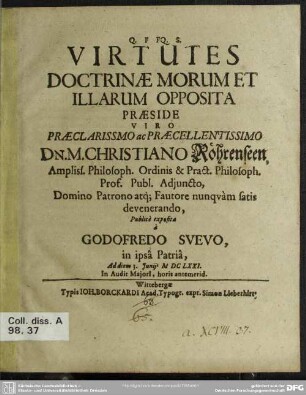 Virtutes doctrinae morum et illarum opposita