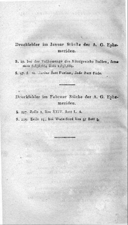 Druckfehler im Januar Stücke der A. G. Ephemeriden