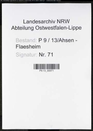 Sterberegister Standesamt Ahsen-Flaesheim