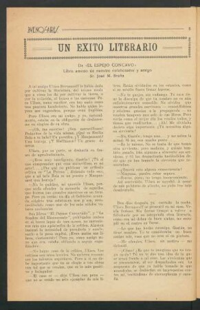 Un éxito literario : De "El espejo concavo" libro ameno de nuestro colaborador y amigo Sr. José M. Braña