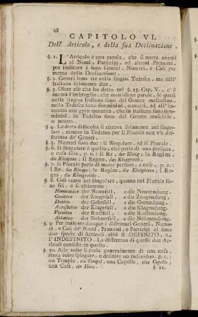 Capitolo VI. Dell' Articolo, e della sua Declinazione