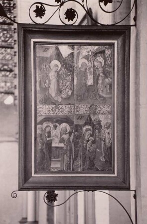 Von links oben nach rechts unten: Geburt Christi, Verkündigung, Darbringung im Tempel, Anbetung der Könige