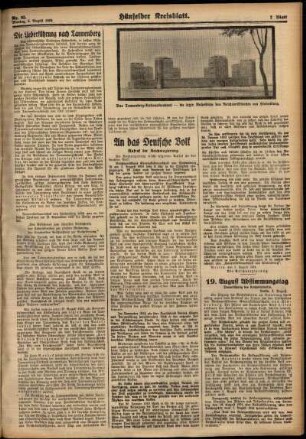 Zweite Ausgabe vom Montag, den 06. August 1934.