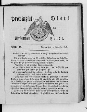 Num. 11., Ausgabe vom 12. September 1815