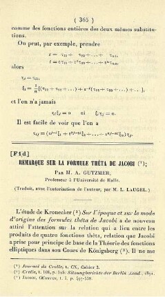 Remarque sur la formule thèta de Jacobi.