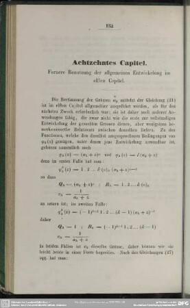 Achtzehntes Capitel. Fernere Benutzung der allgemeinen Entwickelung im elften Capitel