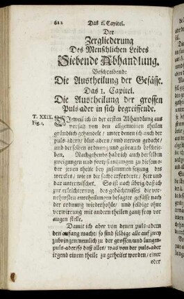 Das 1. Capitel. Die Austheilung der grossen Puls-ader in sich begreiffende - Das 2. Capitel. Die Austheilung der Hol-ader