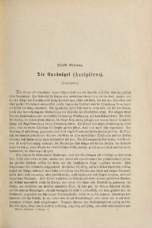 Brehms Thierleben : allgemeine Kunde des Thierreichs, 5. Abt. 2, Vögel ; Bd. 2, Raubvögel, Sperlingsvögel und Girrvögel