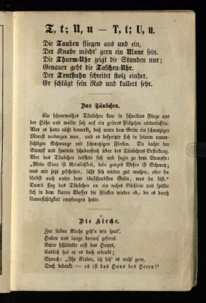 T, t ; U, u [Sprüche, Gedicht und Kurzgeschichte zu den Buchstaben T + U]